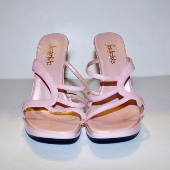 Frederick's Pink Strap Square Toe Backless Sandals - Picture 3 of 11